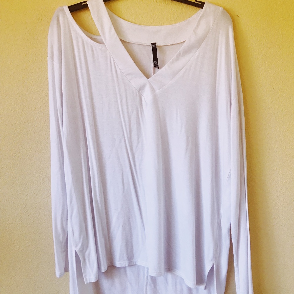 Basic Cut Shoulder Long Sleeve Top